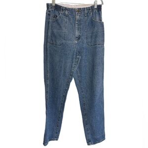 Lee elastic waist medium wash mom jeans